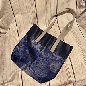 NWOT Denim Print Tote Bag